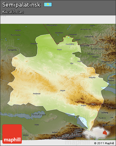 Physical 3D Map of Semipalatinsk, darken