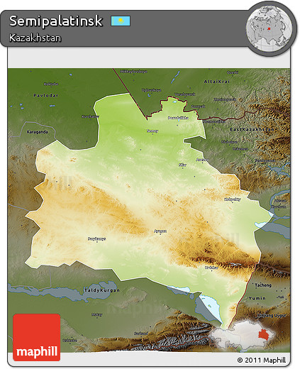 Physical 3D Map of Semipalatinsk, darken