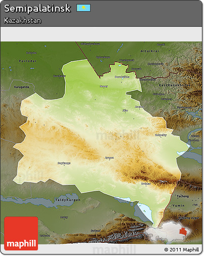 Physical 3D Map of Semipalatinsk, darken