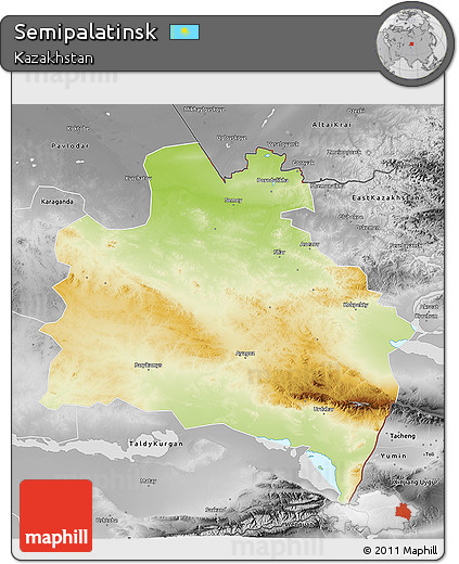 Physical 3D Map of Semipalatinsk, desaturated