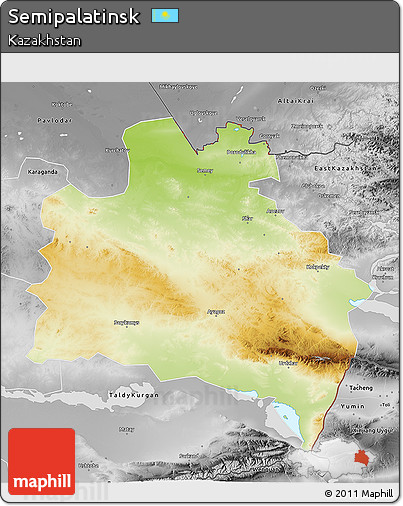 Physical 3D Map of Semipalatinsk, desaturated