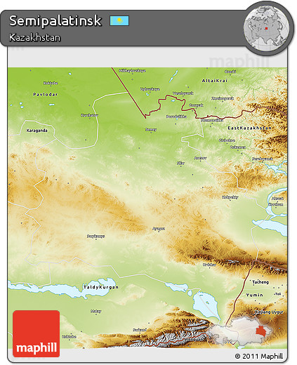 Physical 3D Map of Semipalatinsk