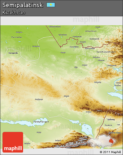 Physical 3D Map of Semipalatinsk