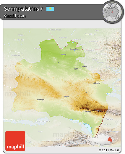 Physical 3D Map of Semipalatinsk, lighten
