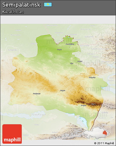 Physical 3D Map of Semipalatinsk, lighten