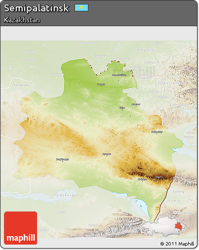 Physical 3D Map of Semipalatinsk, lighten