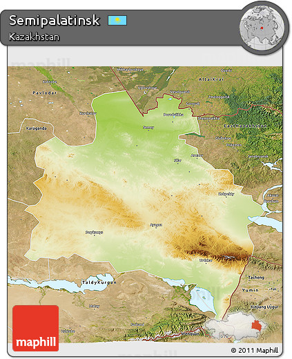 Physical 3D Map of Semipalatinsk, satellite outside