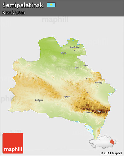 Physical 3D Map of Semipalatinsk, single color outside
