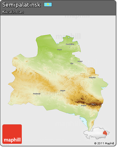 Physical 3D Map of Semipalatinsk, single color outside