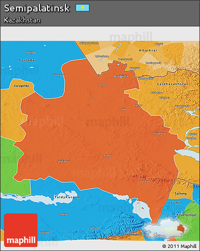 Political 3D Map of Semipalatinsk