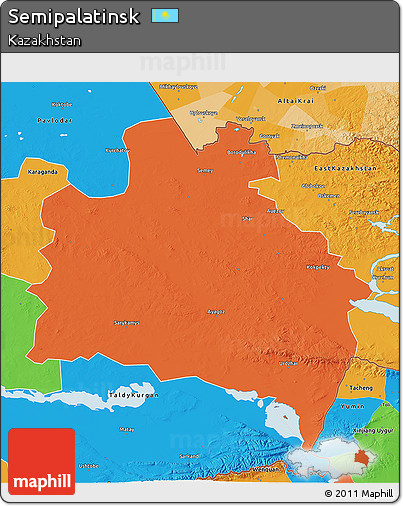 Political 3D Map of Semipalatinsk