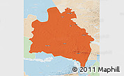 Political 3D Map of Semipalatinsk, lighten