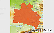 Political 3D Map of Semipalatinsk, physical outside