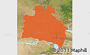 Political 3D Map of Semipalatinsk, satellite outside