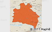 Political 3D Map of Semipalatinsk, shaded relief outside