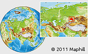 Physical Location Map of Semipalatinsk, within the entire country