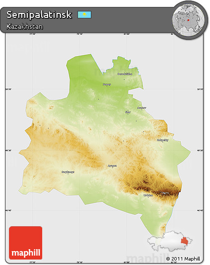 Physical Map of Semipalatinsk, single color outside
