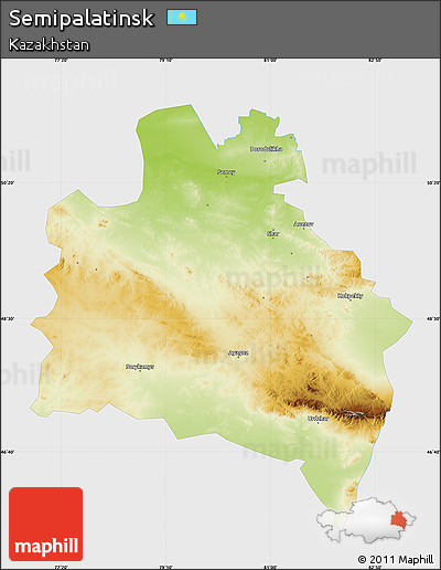 Physical Map of Semipalatinsk, single color outside