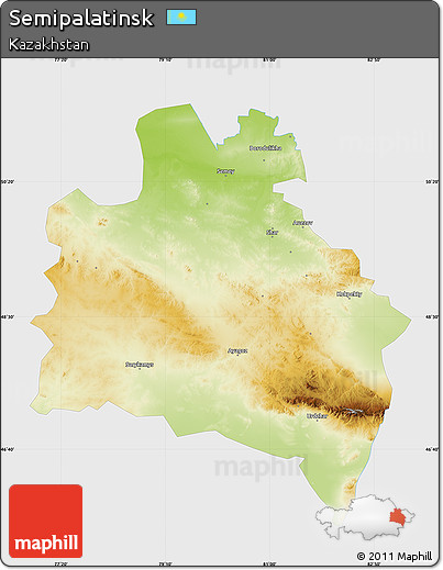 Physical Map of Semipalatinsk, single color outside