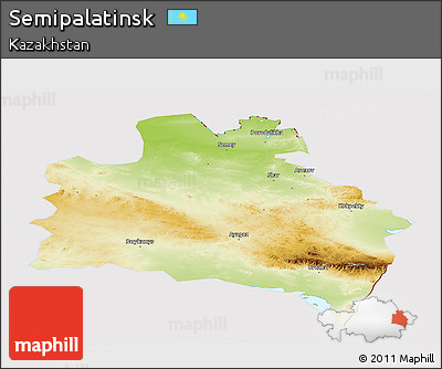 Physical Panoramic Map of Semipalatinsk, cropped outside