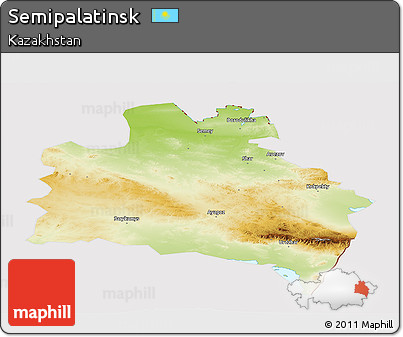 Physical Panoramic Map of Semipalatinsk, cropped outside