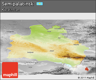 Physical Panoramic Map of Semipalatinsk, desaturated