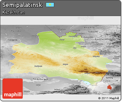 Physical Panoramic Map of Semipalatinsk, desaturated