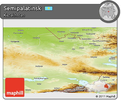 Physical Panoramic Map of Semipalatinsk