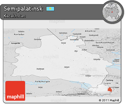 Silver Style Panoramic Map of Semipalatinsk