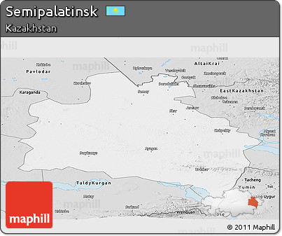 Silver Style Panoramic Map of Semipalatinsk