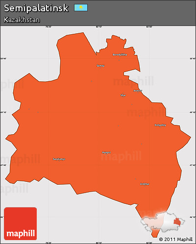 Political Simple Map of Semipalatinsk, cropped outside