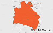 Political Simple Map of Semipalatinsk, single color outside, borders and labels