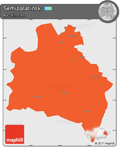 Political Simple Map of Semipalatinsk, single color outside