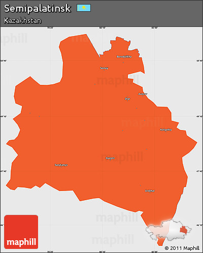 Political Simple Map of Semipalatinsk, single color outside