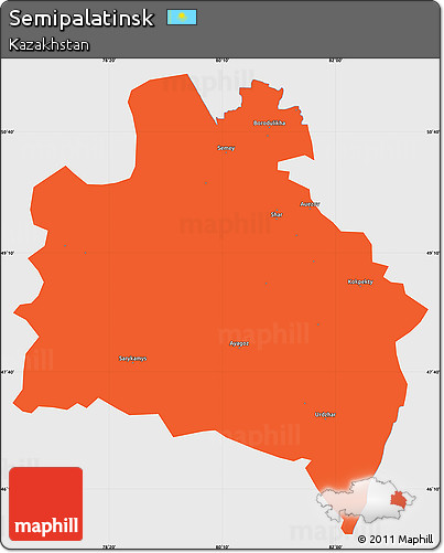 Political Simple Map of Semipalatinsk, single color outside