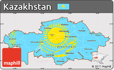 Flag Simple Map of Kazakhstan, flag centered