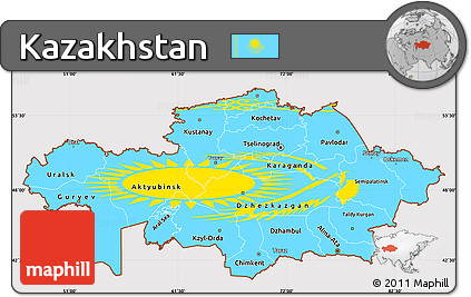 Flag Simple Map of Kazakhstan, flag rotated