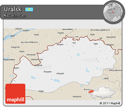 Classic Style 3D Map of Uralsk