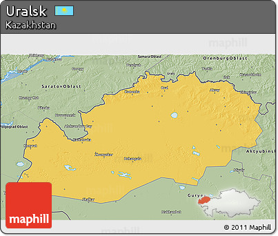 Savanna Style 3D Map of Uralsk