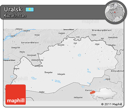Silver Style 3D Map of Uralsk