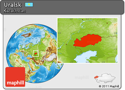 Physical Location Map of Uralsk