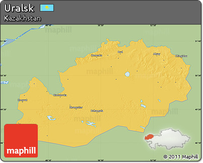 Savanna Style Map of Uralsk, single color outside
