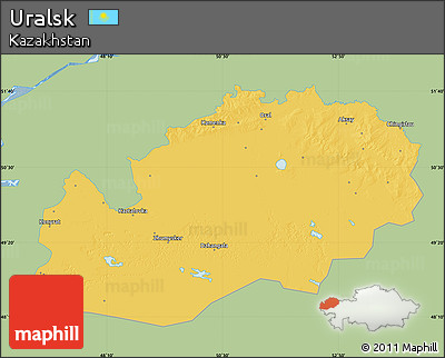 Savanna Style Map of Uralsk, single color outside