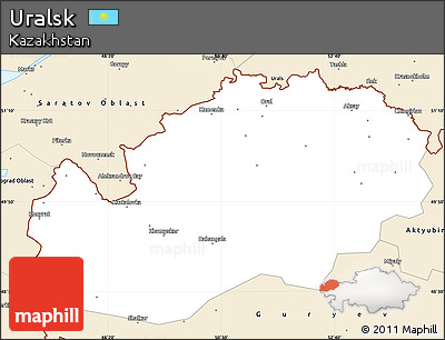 Classic Style Simple Map of Uralsk