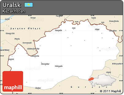 Classic Style Simple Map of Uralsk