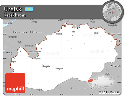 Gray Simple Map of Uralsk