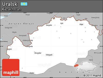 Gray Simple Map of Uralsk