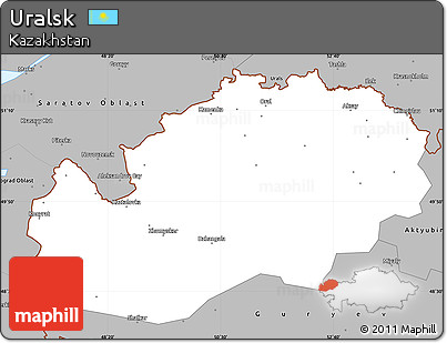 Gray Simple Map of Uralsk