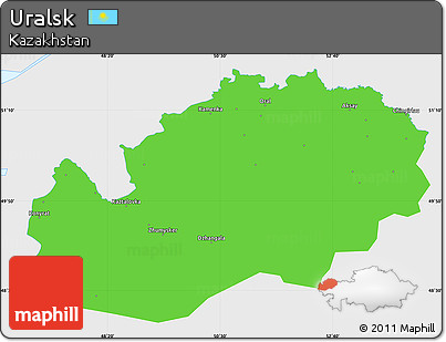 Political Simple Map of Uralsk, single color outside