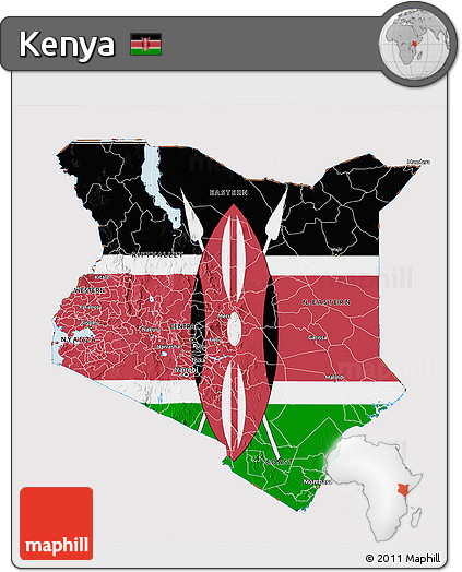 Flag 3D Map of Kenya